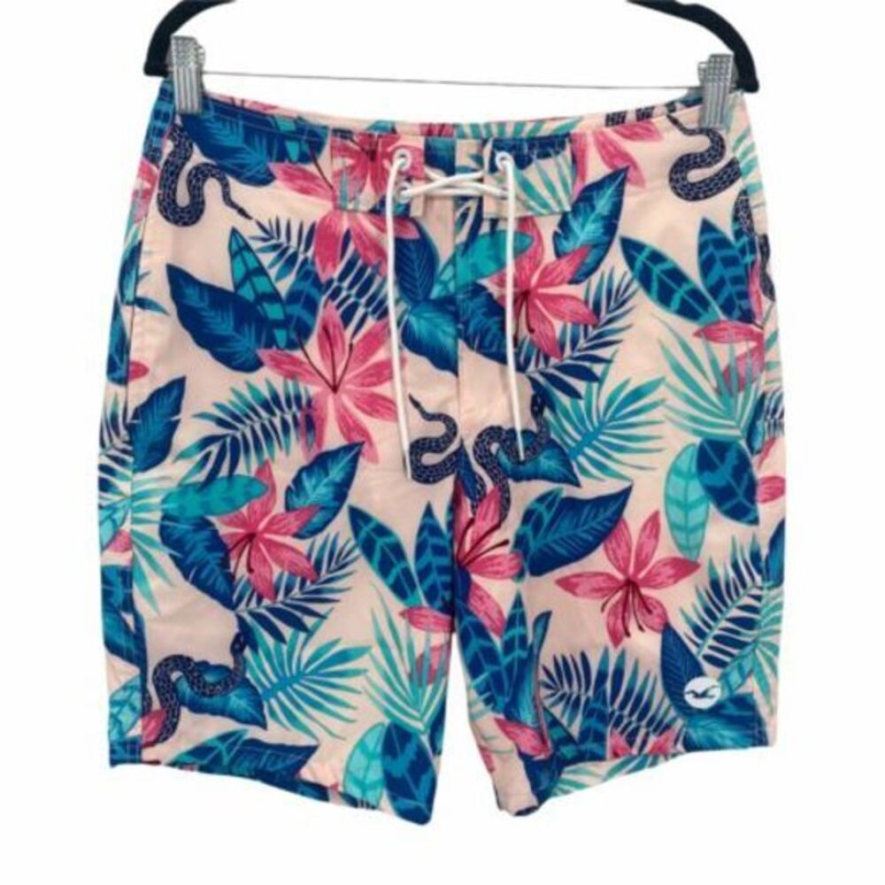 Hollister Swim Trunks Mens 30 Pink Floral Snake Board Shorts Epic‎ Flex Pockets